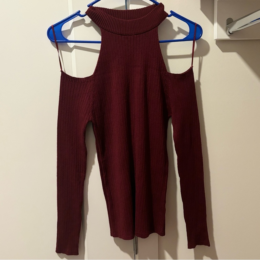 Ambiance Off-the-Shoulder Burgundy Sweater